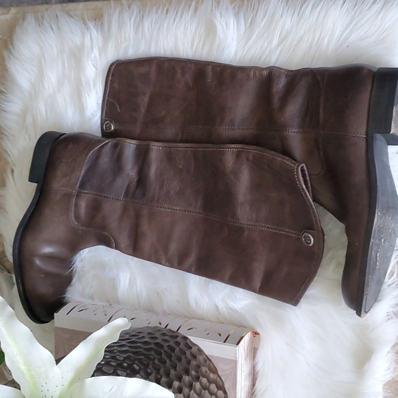 Frye Melissa button 2 pullon brown riding leather boots size 8.5 - Picture 16 of 16